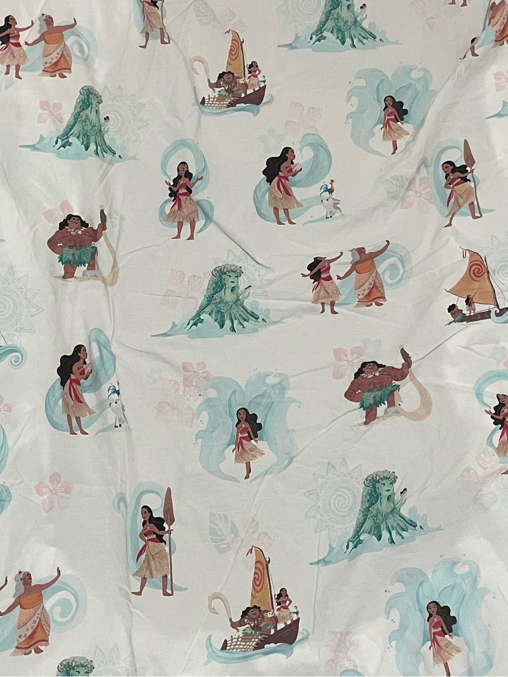 Kids White Moana-Print pottery barn kids fitted sheet READ 54x75 inch stain